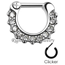 Pavé de CZ cristal nez Septum Piercing Septum-Piercing bijoux